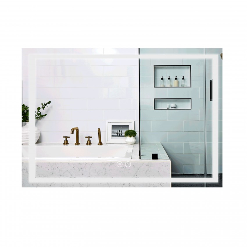 Дзеркало настінне Mideya (MI1) 1200х800 мм, прямокутне, з LED-підсвіткою Touch, антизапотіванням, димером Qtap QTAP