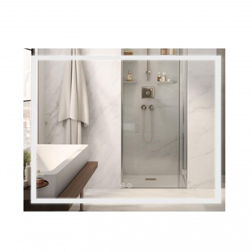 Дзеркало настінне Mideya (MI1) 1000х800 мм, прямокутне, з LED-підсвіткою Touch, антизапотіванням, димером Qtap QTAP