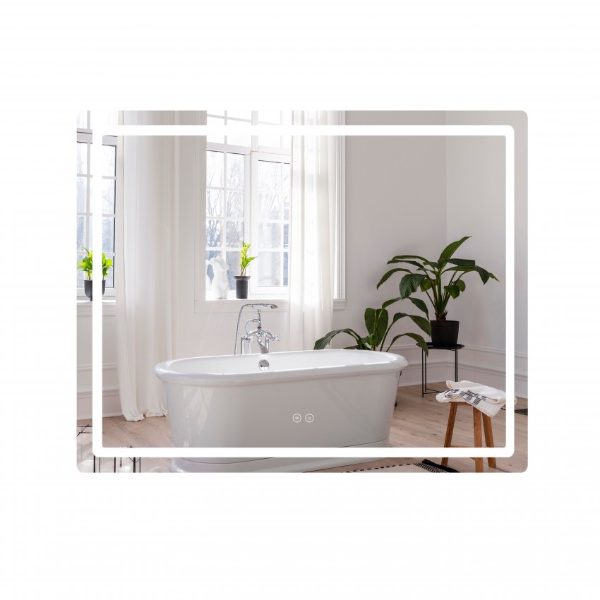 Дзеркало настінне Mideya (MI2) 1000х800 мм, прямокутне, з LED-підсвіткою Touch, антизапотіванням, димером Qtap QTAP