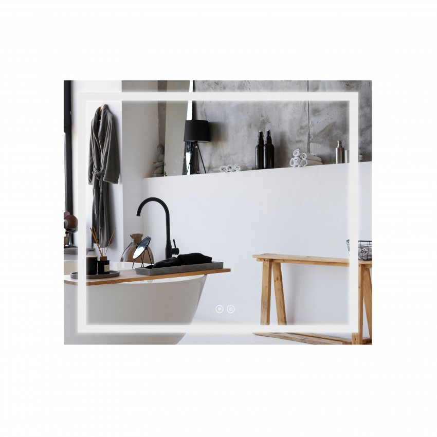 Дзеркало настінне Mideya (MI1) 800х700 мм, прямокутне, з LED-підсвіткою Touch, антизапотіванням, димером Qtap QTAP