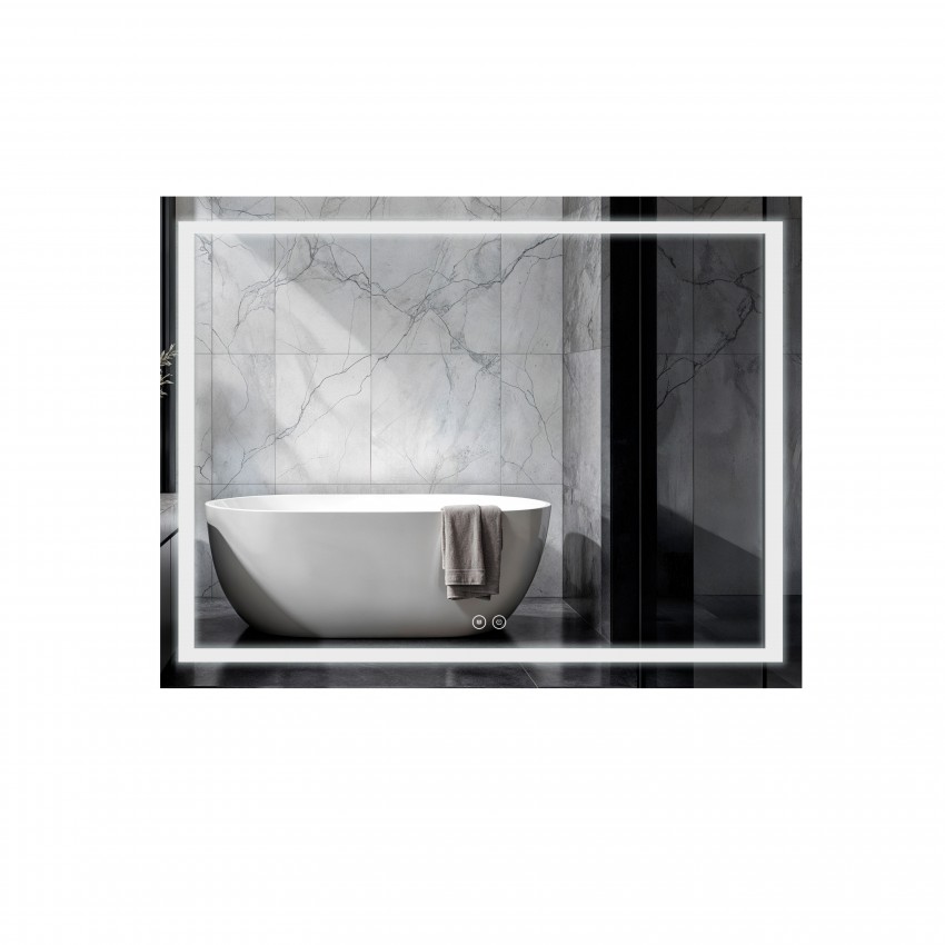 Дзеркало настінне Mideya (MI1) 900х700 мм, прямокутне, з LED-підсвіткою Touch, антизапотіванням, димером Qtap QTAP