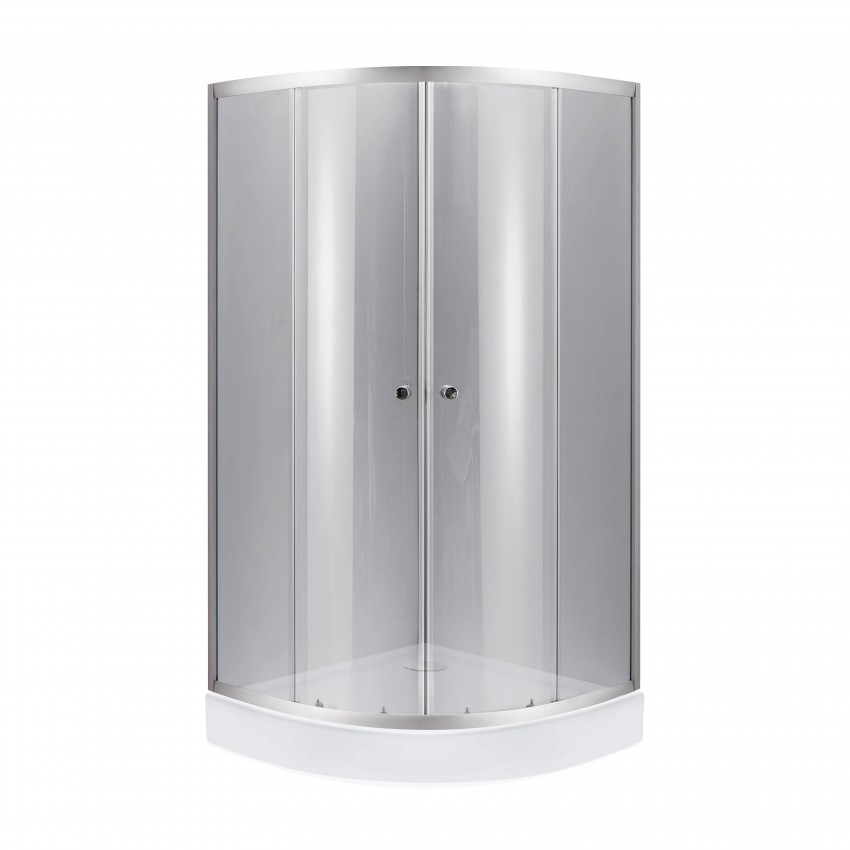 Lidz Набор: Душевая кабина Latwa SC90x90.SAT.LOW.DGR, полукруглая, стекло тонированное 4 мм + Душевой поддон Kapielka ST90x90x14 LIDZ
