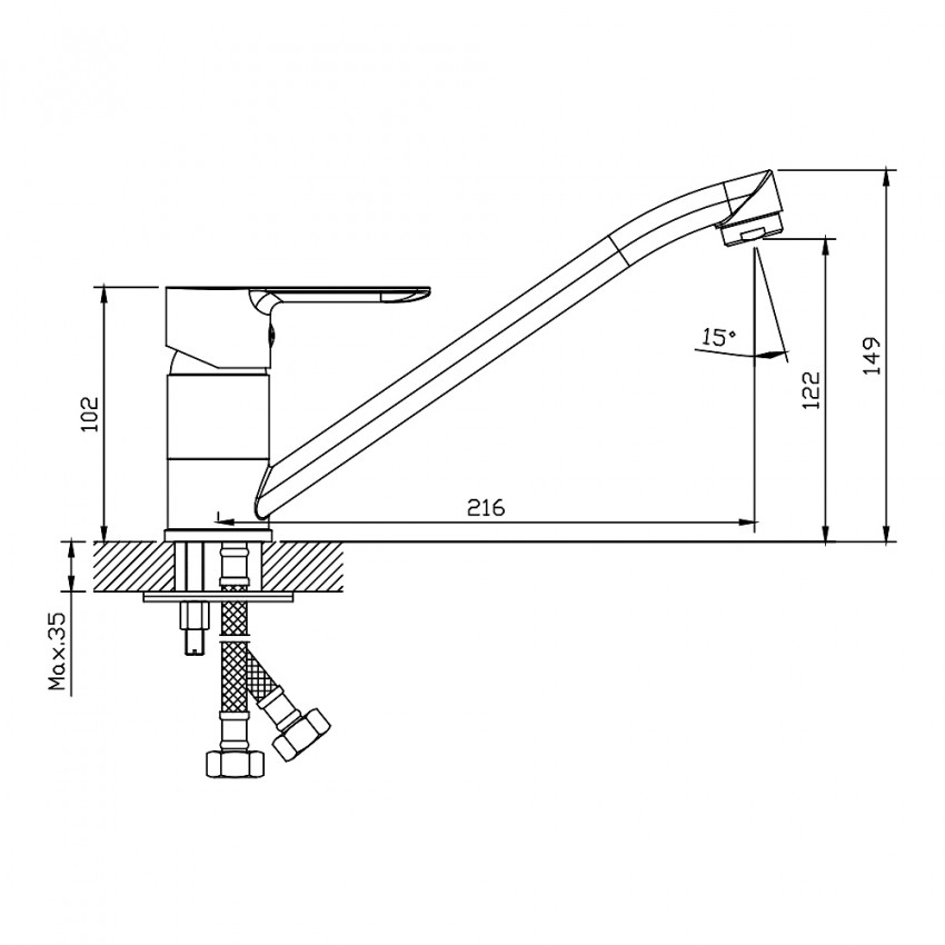 550546C Lite Змішувач д/кухні з довгим виливом, хром (1 сорт) DEVIT фото 1