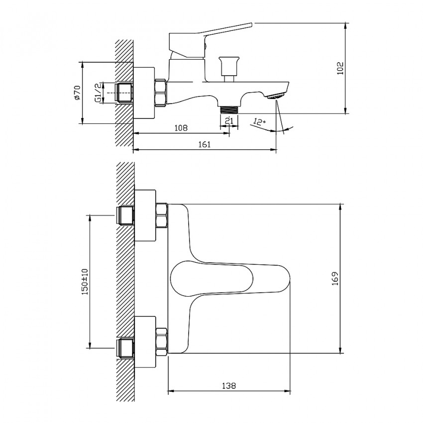 550544C Lite Змішувач д/ванни, хром (1 сорт) DEVIT фото 1