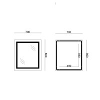 Дзеркало настінне Kubis (KU1) 700х800 мм, прямокутне, з LED-підсвічуванням Touch, антизапотіванням, димером, рег. яскравості Lidz LIDZ фото 1