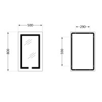 Дзеркало настінне Kubis (KU1) 500х800 мм, прямокутне, з LED-підсвічуванням Touch, антизапотіванням, диммером, рег. яскравості Lidz LIDZ фото 1