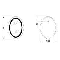 Дзеркало настінне Vida (VI1) 700х500 мм, овальне, з LED-підсвічуванням Touch, антизапотіванням, димером, рег. яскравості Lidz LIDZ фото 1