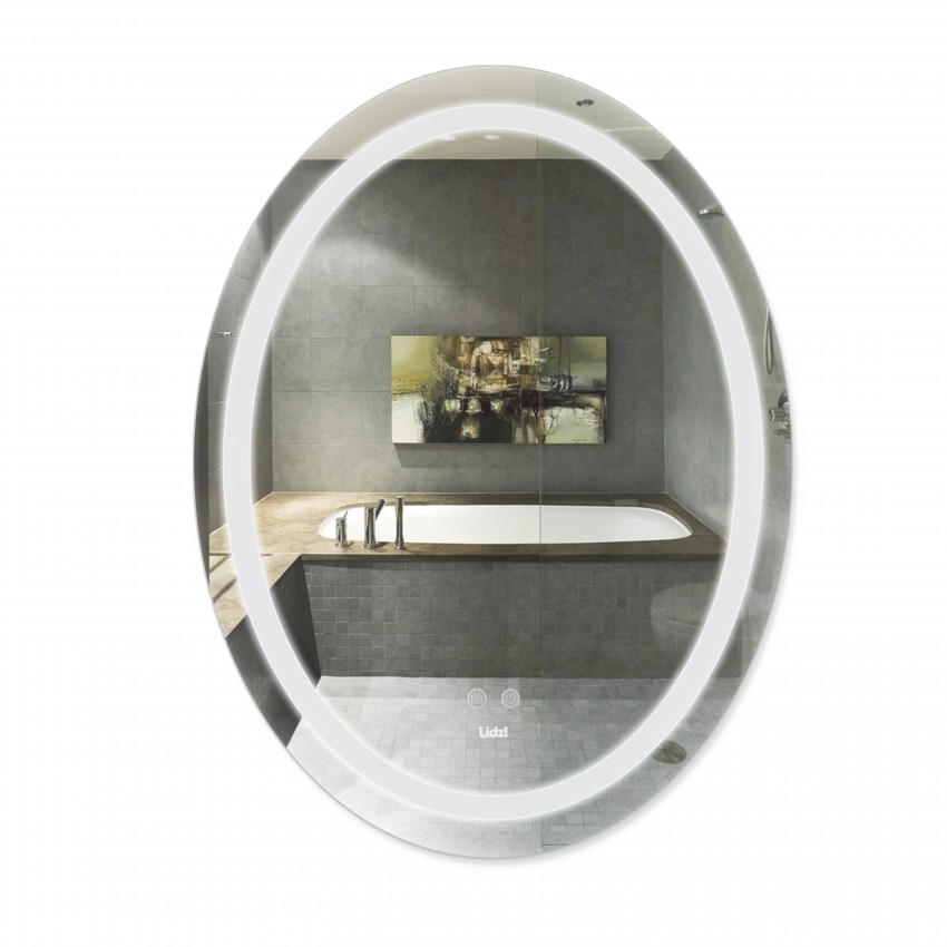Дзеркало настінне Vida (VI1) 700х500 мм, овальне, з LED-підсвічуванням Touch, антизапотіванням, димером, рег. яскравості Lidz LIDZ