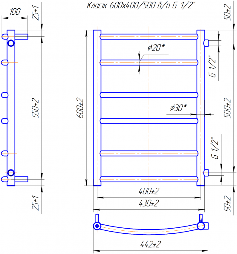 Класік 600х450/500 Б/П 1/2" MARIO