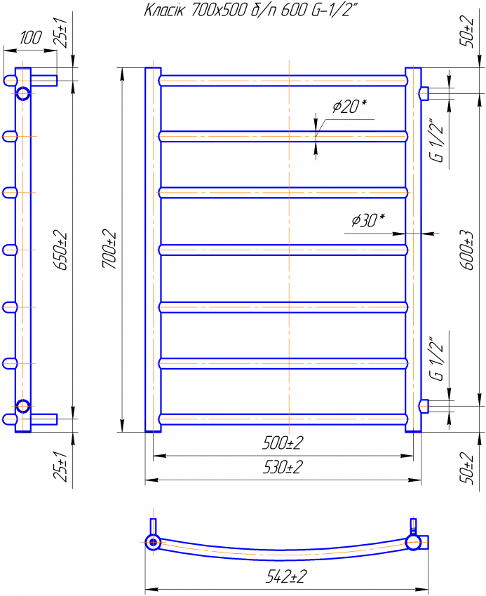 Класік 700х550/600 Б/П 1/2" MARIO