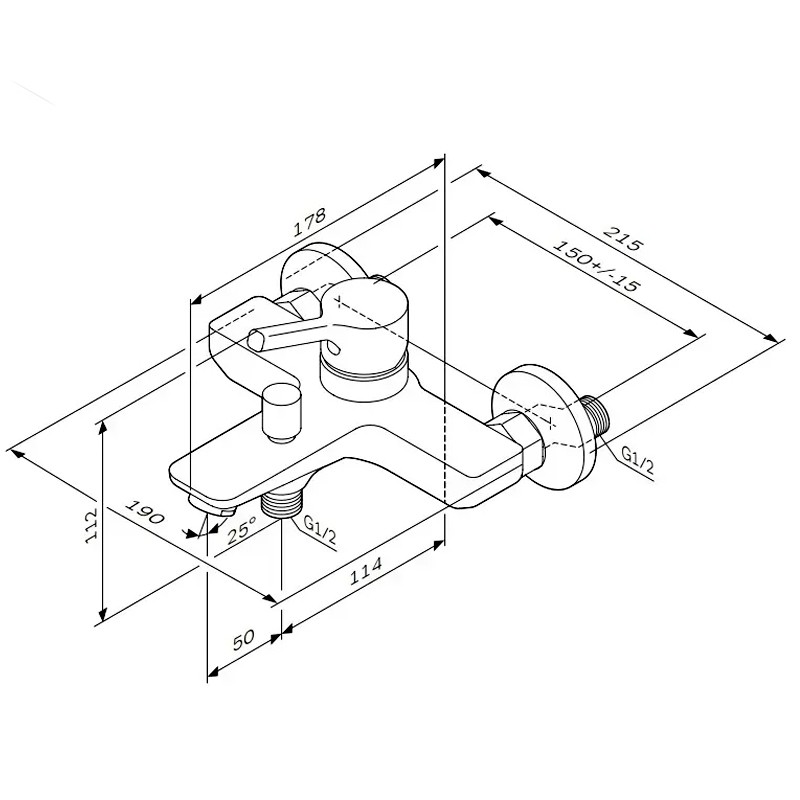 FXB10033 X-Joy S, Змішувач для ванни/душу, білий (1 сорт) AM.PM фото 2