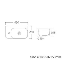 450250L Do It Раковина підвісна/меблева 450х250 см, 1 отвір під змішувач зліва, білий глянець (1 сорт) DEVIT фото 1