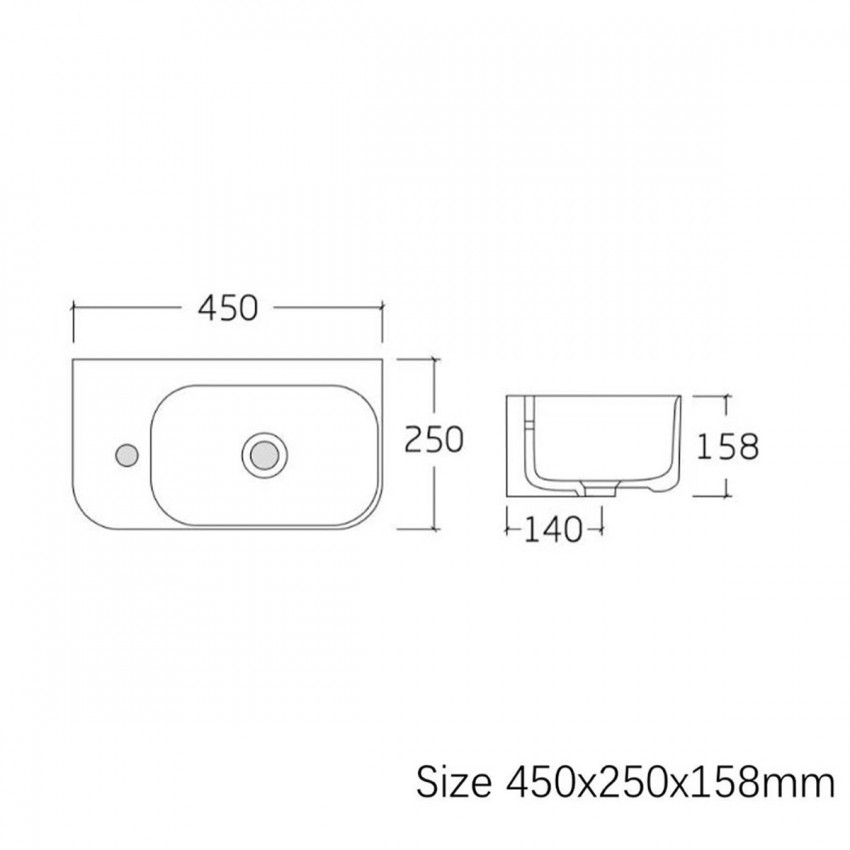450250L Do It Раковина підвісна/меблева 450х250 см, 1 отвір під змішувач зліва, білий глянець (1 сорт) DEVIT фото 1