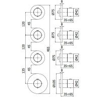 MDE019CR Paffoni modular box  Зовнішня частина до термостата на 3 вих, вертик./горизонт. установка,хром (1 сорт) Paffoni фото 4