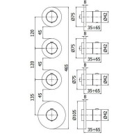MDE019CR Paffoni modular box  Зовнішня частина до термостата на 3 вих, вертик./горизонт. установка,хром Paffoni фото 4
