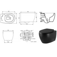3020155B ACQUA NEW Унітаз підвісний безобідковий без кришки, чорний матовий (1 сорт) DEVIT фото 2