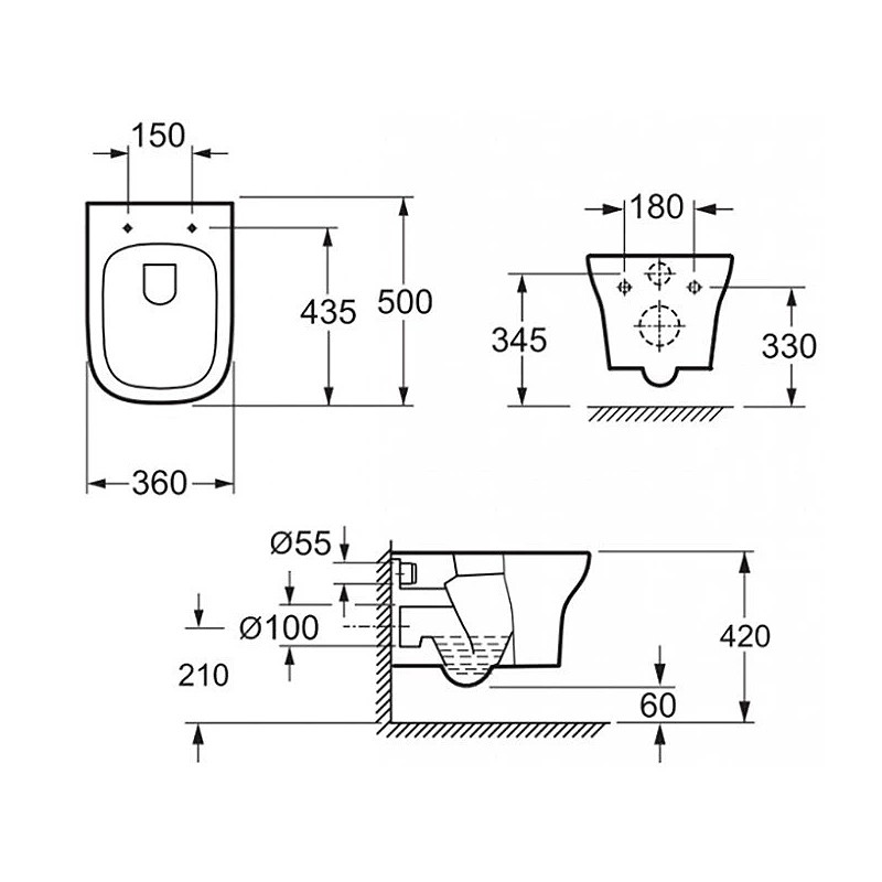 8320023 TYROL Унітаз підвісний Clean Pro без кришки (1 сорт) PRIMERA фото 2