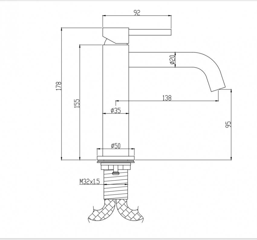 550534C Flow Змішувач д/раковини, хром (1 сорт) DEVIT фото 2