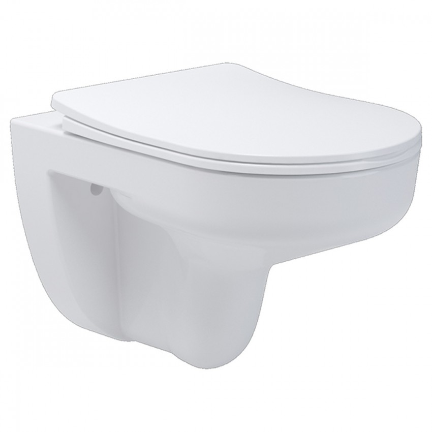 3810825 Simple Підвісний безобідковий унітаз з кришкою soft-close, Vortex Flush, білий глянець (1 сорт) DEVIT