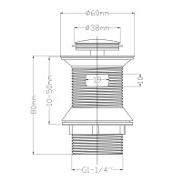 550549C Донний клапан без накладки, хром (1 сорт) DEVIT фото 1