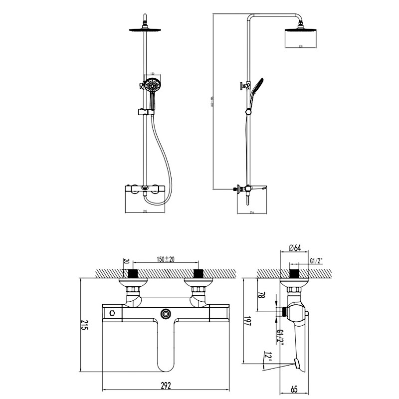 37520121B FRESH Змішувач до термостатичної душової системи, чорний матовий (1 сорт) DEVIT фото 3