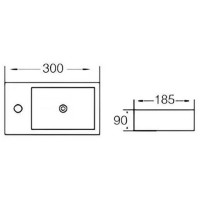 180300L Linea Раковина підвісна/меблева 300х180 см, 1 отвір під змішувач зліва,  білий глянець (1 сорт) DEVIT фото 2