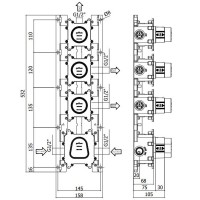 MDBOX019 modular box  Внутрішня частина до термостата на 3 виходи, вертикальна/горизонтальна установка (1 сорт) Paffoni фото 3