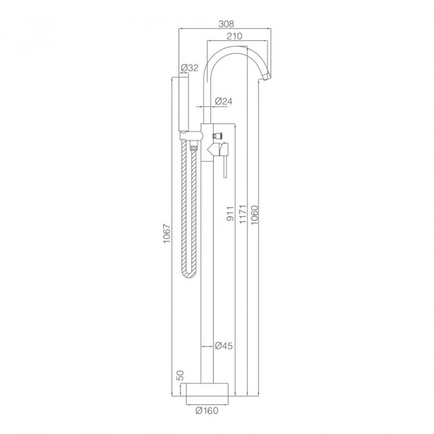 550538B Flow Змішувач для ванни з підлоги, чорний матовий (1 сорт) DEVIT фото 1