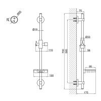 Стійка універсальна Sprha, Chrome, 700 мм, округла з полицею QT003 Qtap QTAP фото 1