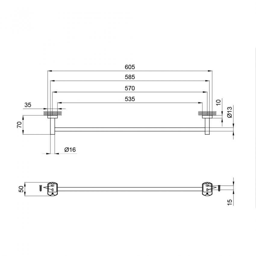 Тримач для рушника Liberty, 605 мм, Chrome QTLIBCRM1124 Qtap QTAP фото 1