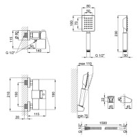 Змішувач для душу Kubis 010, Nickel (k35) із душовим гарнітуром LDKUB010NKS28535 Lidz LIDZ фото 1