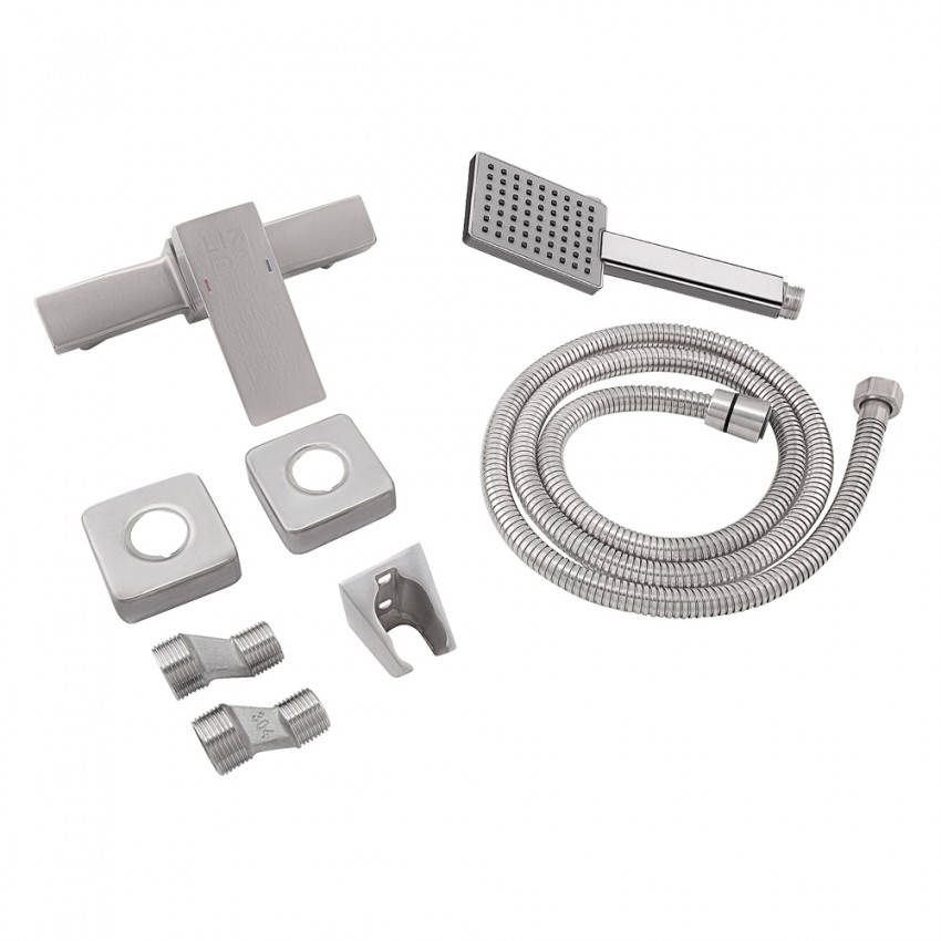 Змішувач для душу Kubis 010, Nickel (k35) із душовим гарнітуром LDKUB010NKS28535 Lidz LIDZ фото 4