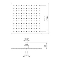 Лійка для верхнього душу Niagara 225, 250x250 мм, Chrome прямокутна LDNIA225NKS32452 Lidz LIDZ фото 1