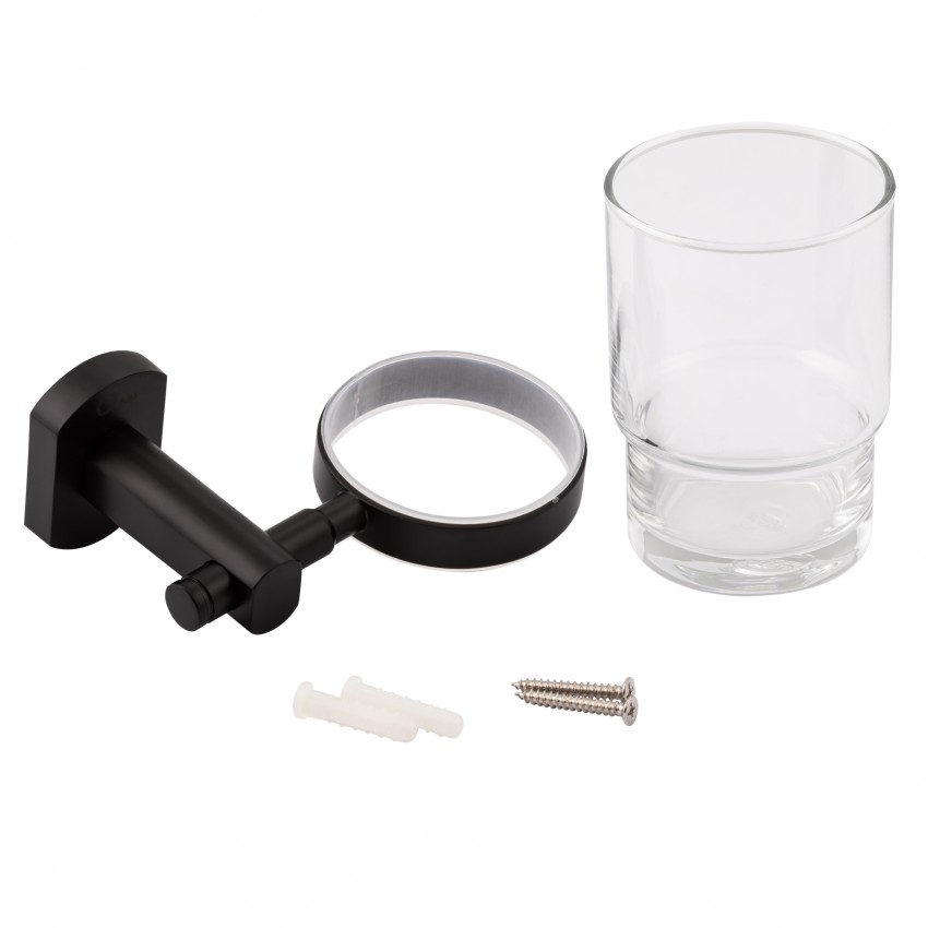 Склянка з тримачем Liberty, Black настінна QTLIBBLM1158 Qtap QTAP фото 3