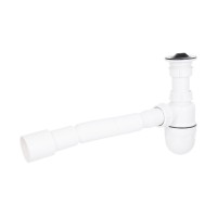 Сифон для умивальника LU02 (60 06 Y001 00) випуск 70 мм без гайки, колбовий (вихід гофра 40/50 мм) Lidz