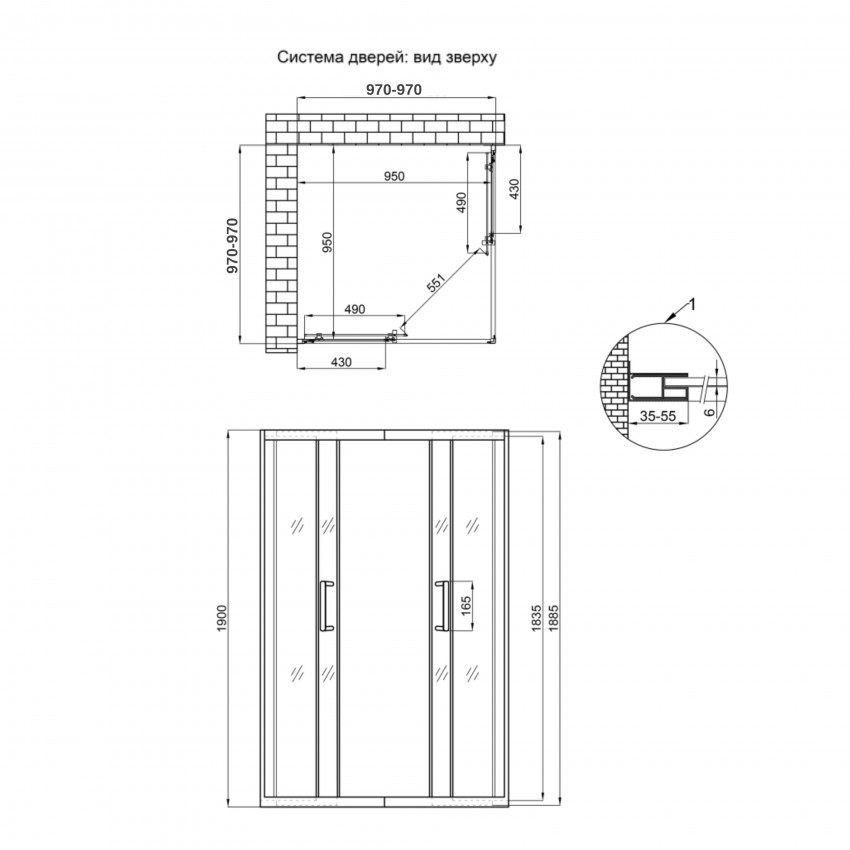 Душова кабіна Taurus CRM1011SC6, 100х100 см, квадратна, скло 6 мм Clear, CalcLess розсувна, без піддону Qtap QTAP фото 1
