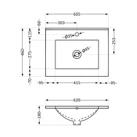 Раковина врізна меблева Albatross 620х460х180 мм, White, прямокутна, без донного клапана QT01113060CW1 Qtap QTAP фото 1