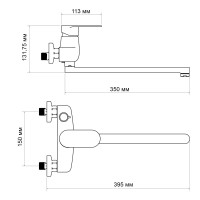 Змішувач для ванни Tani 0051, Chrome (k40) з довгим поворотним виливом та душовим гарнітуром LDTAN0051CRM44961 Lidz LIDZ фото 1
