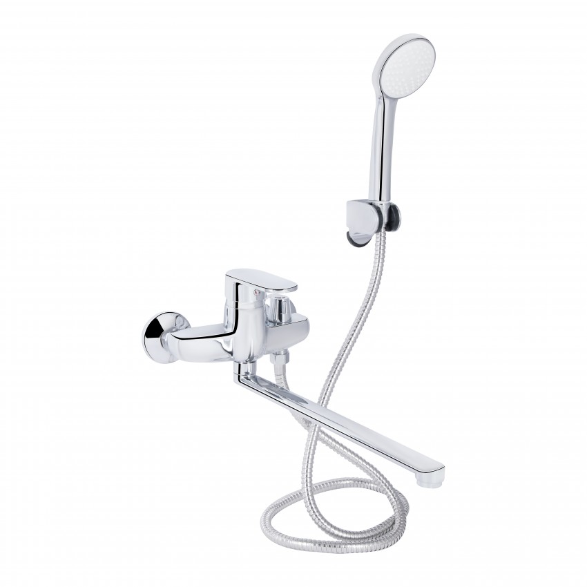 Змішувач для ванни Tani 0051, Chrome (k40) з довгим поворотним виливом та душовим гарнітуром LDTAN0051CRM44961 Lidz LIDZ