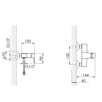 Змішувач для душу Wawel 010, Chrome (k40) з душовим гарнітуром LDWAW010CRM45390  Lidz LIDZ фото 1