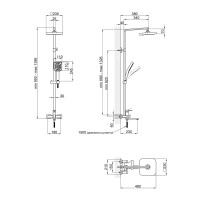 Душова система універсальна Dozorca 1030, Chrome (k35) на три споживача (з виливом) LDDOZ1030CRM45407 Lidz LIDZ фото 1