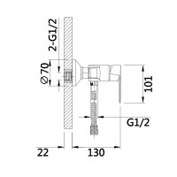 Змішувач для душу Latwa 010, Chrome (k40) з душовим гарнітуром LDLAT010CRM45416 Lidz LIDZ фото 1