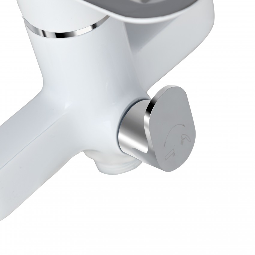 Змішувач для ванни Latwa 005, White (k35) з довгим поворотним виливом та душовим гарнітуром LDLAT005WHI45425 Lidz LIDZ фото 3