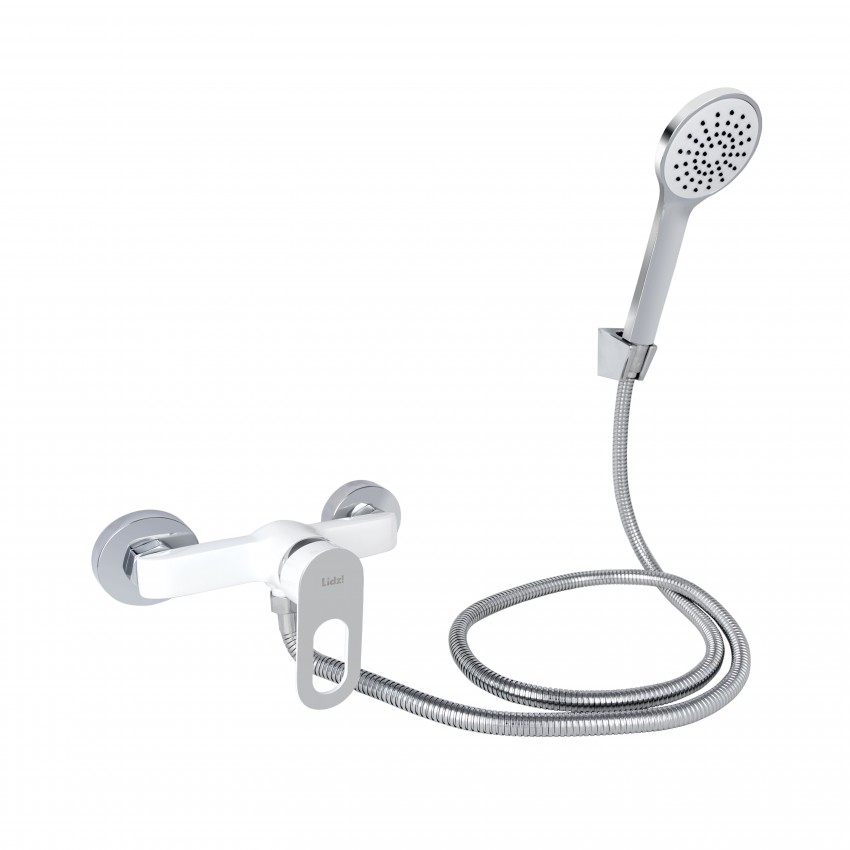 Змішувач для душу Latwa 010, White (k40) з душовим гарнітуром LDLAT010WHI45426 Lidz LIDZ