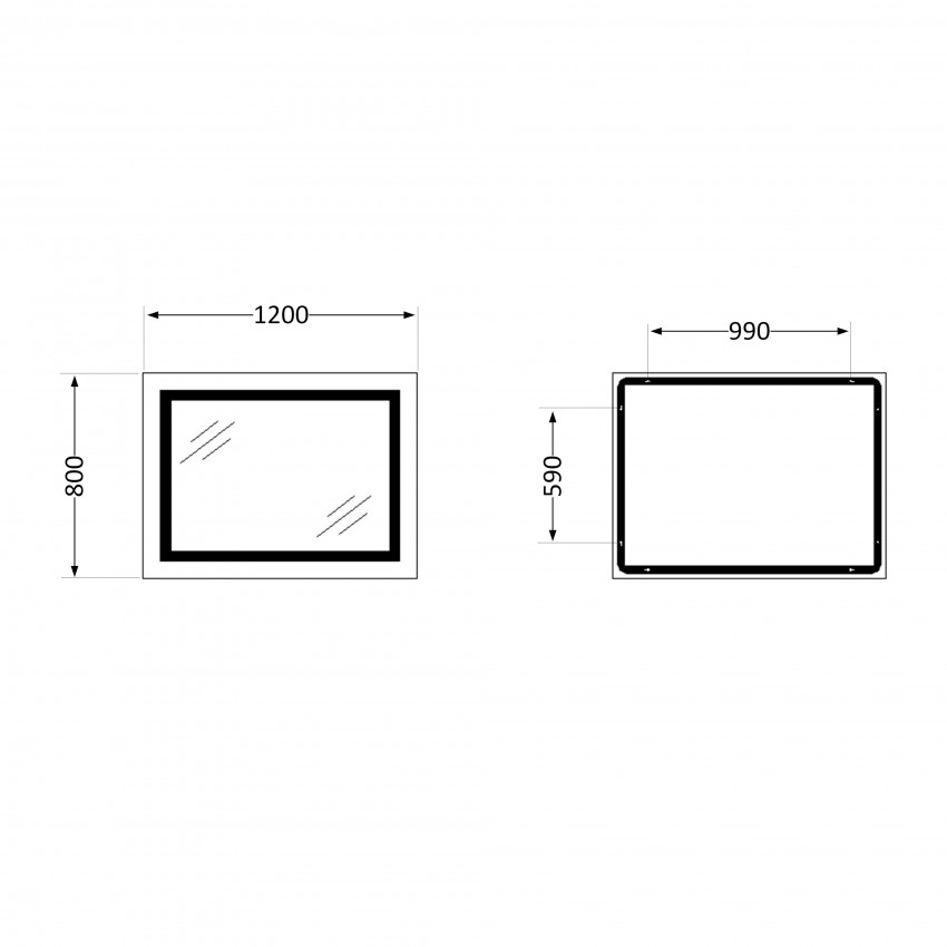 Дзеркало настінне Cardinal (CA1) 1200х800 мм, прямокутне, з LED-підсвічуванням Touch, антизапотіванням, диммером, рег. темп. кольору (3000-6500K) Qtap QTAP фото 1