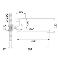Змішувач для ванни Leo New, Chrome (k35) з довгим поворотним виливом та душовим гарнітуром QTLEO2601CRM45562 Qtap QTAP фото 1