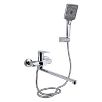 Змішувач для ванни Aries, Chrome (k35) з довгим поворотним виливом та душовим гарнітуром QTARI2601CRM45558 Qtap QTAP