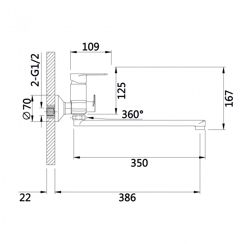 Змішувач для ванни Aries, Chrome (k35) з довгим поворотним виливом та душовим гарнітуром QTARI2601CRM45558 Qtap QTAP фото 1
