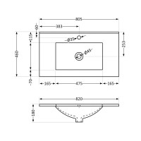 Раковина врізна меблева Albatross 820х460х180 мм, White, прямокутна, без донного клапана QT01113080CW1 Qtap QTAP фото 1