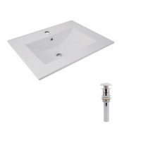 Комплект Albatross: Раковина врізна меблева 620x460x180 мм, White, прямокутна + Донний клапан Pop-up PU02O